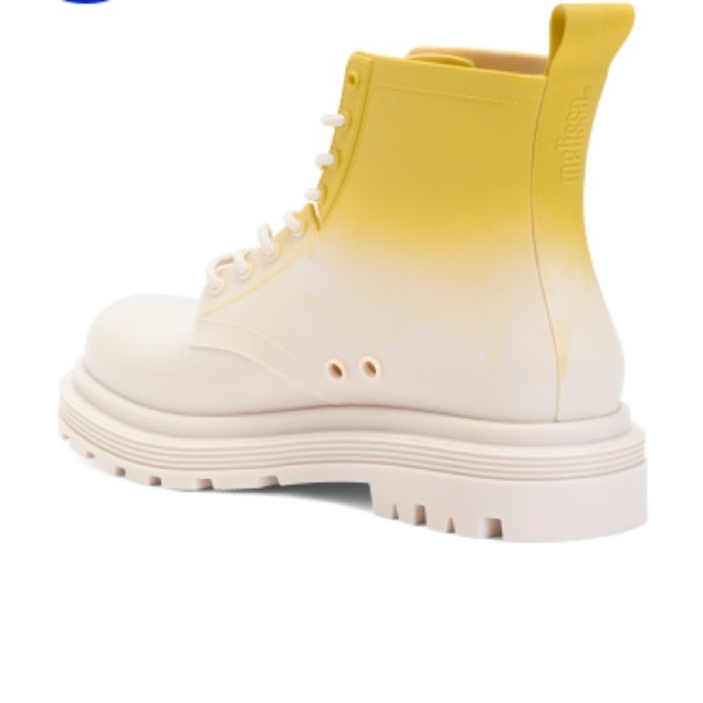 MELISSA Coturno Boots Beige & Yellow Scented Rain Boots Size 9 VEGAN NEW - Picture 15 of 16